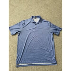 Peter Millar Summer Comfort Mens XL Blue Micro Check Performance Polo Shirt